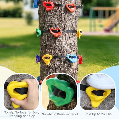 SEKKVY 15PCS Ninja Tree Climbing Holds and 6 Sturdy Ratchet Straps for Kids Tree Climbing, Large Climbing Grips for Outdoor Ninja Warrior Obstacle Course Training - style: 15 Holds