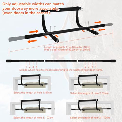 Hangboard Rock Climbing Hangboard with Door Way Pull Up Bar; Including Jugs, Pinches, Pockets, Edges and Slopes for Rock Climbing Training (10-21 cm)