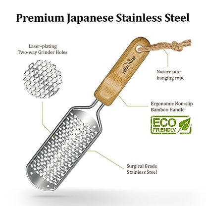 Foot Rasp Callus Remover - Pedicure Scrubber for Cracked Feet, Heel - Professional Stainless Steel File - Remove Dead Skin Corns with Wooden Handle - style: Coarse-Grained Rasp