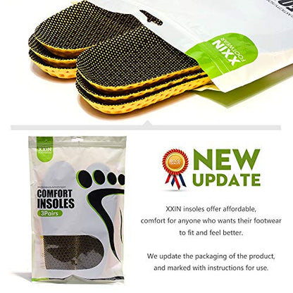 XINIFOOT 3 Pairs Comfortable Breathable Insoles - Comfort Cushioned for Running Walking Hiking, Replacement Comfort Inserts Shoes Pad for Women (US 4-7) - size: M: US 4-7