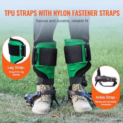 VEVOR Tree Climbing Spikes, 1 Pair Height-Adjustable Climbing Spurs, 350lbs Load Capacity Tree Climbing Gear with Straps, Arborist Equipment for Climbers, Hunting, Fruit Picking - color: Green (Upgraded)
