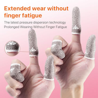 10 Pack Silver Fiber Dedales Gamer Anti Slip Sweat Proof Gaming Finger Sleeves Cots Mobile Phone Gloves Guantes para Durable Thumb Covers for Pubg (Pink 10-Pack + Storage Box) - color: Pink 10-Pack + Storage Box