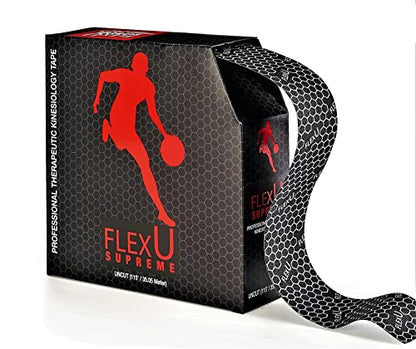 FlexU Kinesiology Tape Bulk Pack pre-Cut or Continuous - color: Black pre-cut