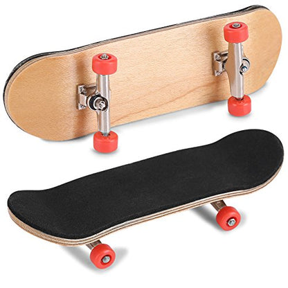 1Pc Maple Wooden Alloy Fingerboard Finger Skateboard Box with Reduce Pressure Kids - color: Red