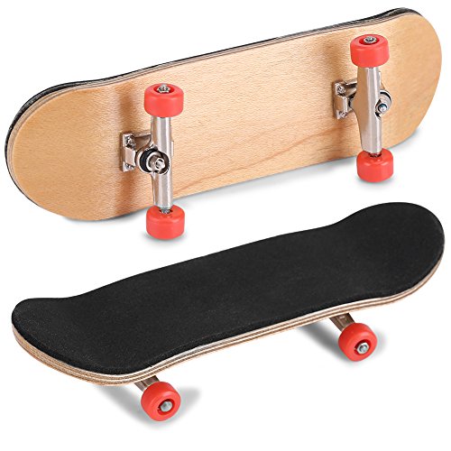Milltrip Wooden Finger Skateboards, 1Pc Maple Wooden Alloy Fingerboard Finger Skateboards with Box Reduce Pressure Gifts (red) - color: Red