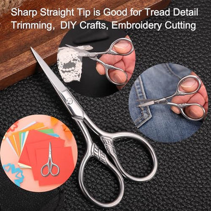 Small Precision Scissors, 3.5in Beauty Grooming Kit | Stainless Steel, Multi-Purpose Travel Tools for Facial Hair, Eyebrow, Eyelash, Beard, Moustache Trimming, with PU Sheath - color: Stainless Steel Color