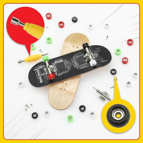 7 Pieces POM Round Black Fingerboard-Wheels Size 7.3mm*4.5mm Tool Set with 1 Screwdrivers 2 Alloy axles - color: Round Black
