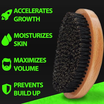 GROW Beard Brush & 360 Wave Brush for Men - Natural Boar Bristle For Fuller, Thicker Hair, Beard & Mustache - Premium Full-Size to Exfoliate, Strengthen Hair, Stimulate & Boost Growth (Pack of 2) - size: XL Brush (Pack of 2)