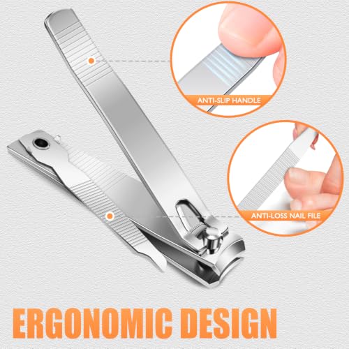 DRMODE Finger Nail Clippers Adult - 8 Pack Nail Clippers Bulk for Men Women Sharp Travel Toenail Clippers and Fingernail Clipper Set Curved Cutter Trimmer with Nail File - style: 8 Pack -Silver