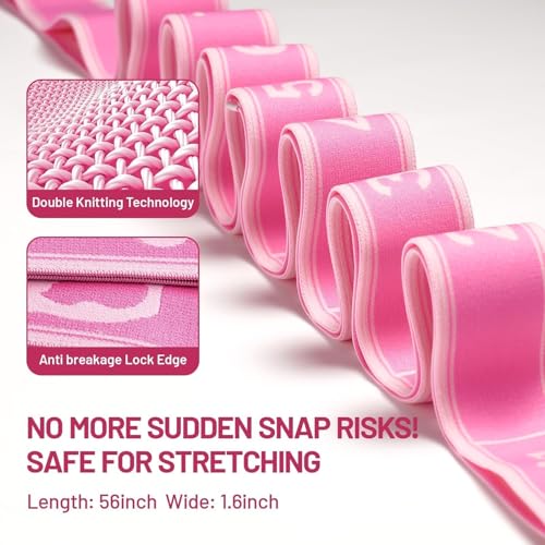 Slim Panda Stretch Strap, Multi-Loop for Physical Therapy,Elastic Yoga Stretching Strap for Dance,Yoga, Pilates & Gymnastics Exercise, Ballet Stretching Band for Flexibility, Leg Stretching - color: Pink