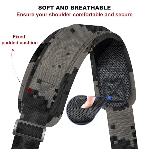ZINZ 75" Shoulder Strap with Fixed Pad and Dual Balanced Buckles，Camouflage Gray - color: Camouflage Gray