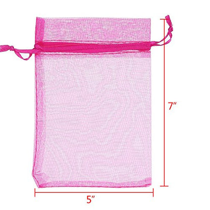 Boshen 100/200PCS Organza Gift Candy Sheer Bags Mesh Jewelry Pouches Drawstring Bulk for Wedding Party Favors Christmas (5" X 7"(200PCS), Hot Pink) - color: Hot Pink-5" X 7"(200PCS)