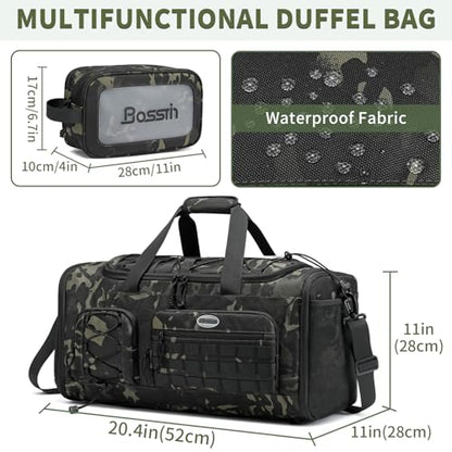 Bosstin Gym Bag for Men & Women,45L Travel Duffle Sports Duffel Bag Gym Weekender Overnight Backpack with Shoe Compartment (GREEN CAMOUFLAGE) - color: GREEN CAMOUFLAGE