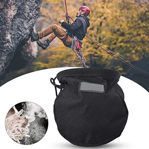 Climbing Chalk Bag Black Outdoor Rock Climbing Powder Bag Storage Waist Belt Pouch for Rock Outdoor Bouldering