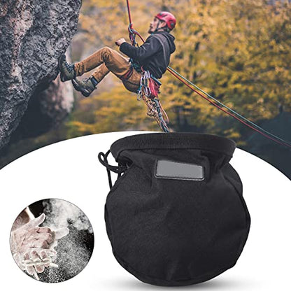 Climbing Chalk Bag Black Outdoor Rock Climbing Powder Bag Storage Waist Belt Pouch for Rock Outdoor Bouldering