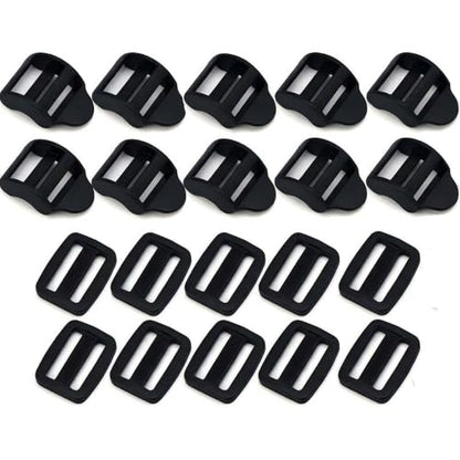 Ladder Lock Tri Glide Slide - Adjustable Strap Clips for Backpack/Gear Straps - Fits 3/4",1",1-1/4",1-1/2",2" Webbing - color: 10-pack for 1" Webbing