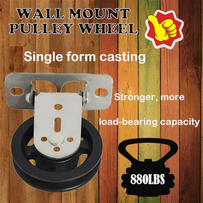 3.5 Inch Wall Mount Pulley Wheel Silent Pulley Heavy Duty Gym Cable Wheel with 180-Degree Hinge Rotation, Swivel Pulley System for DIY Fitness, LAT Gym Equipment, Clothesline, Load Capacity 880 LBS