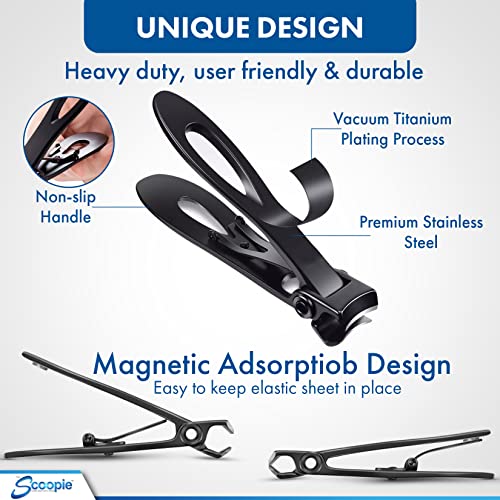 15mm Wide Jaw Stainless Steel Nail Clippers - Men & Women - Black Mini | Toenail clippers and fingernail clipper with nano fiber file, manicure pedicure set for adults, compact travel grooming tool - size: Medium