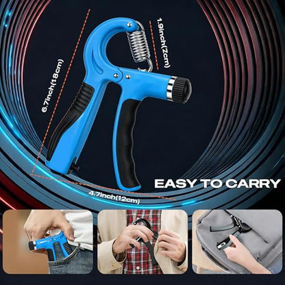 JTHEW Grip Strength Trainer - Adjustable Resistance 11-132lbs/5-60kg Hand Gripper & Forearm Strengthener Device with Smart Counter for Sports & Rehab - color: Blue
