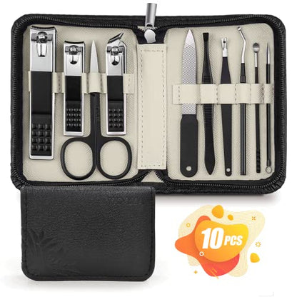 WOAMA Manicure Set - 10 in 1 Pedicure Kit Nail Clippers with Black Bag Manicure Kit Nail Kit Manicure Tools for Women Men - color: Black