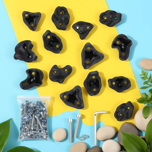 Soulchen 20 Pcs Rock Climbing Holds for Climber 3 Shapes Extra Large Rock Climbing Stones Wall Grips with Wrench, Screw for Indoor and Outdoor Playground Backyard Park Play Set Back to School Gift