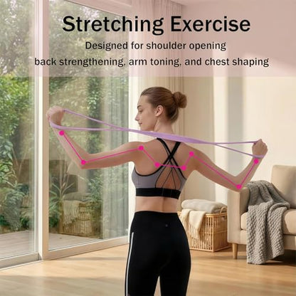 Figure 8 Resistance Band for Women, 8 Shaped Resistance Bands with Handles, Shoulder Back Arm Bands for Workout - color: purple