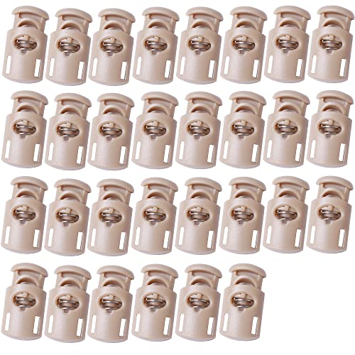 J.CARP Plastic Cord Locks End Spring Toggle Stopper, Elastic Cord Adjuster - color: Khaki, Single Hole, size: Single Hole