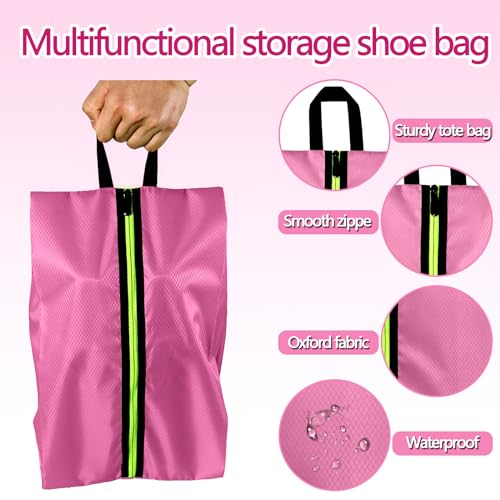 Shoe Bags for Travel - Set of 3 Pack Large Capacity Oxford Fabric Shoe Bags, Multi-Functional Dust-Proof and Waterproof Men & Women Travel Shoe Bag (Pink) - color: Pink