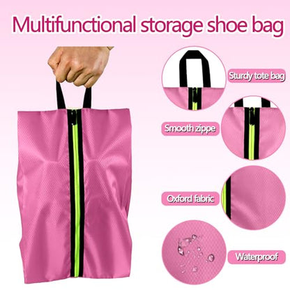 Shoe Bags for Travel - Set of 3 Pack Large Capacity Oxford Fabric Shoe Bags, Multi-Functional Dust-Proof and Waterproof Men & Women Travel Shoe Bag (Pink) - color: Pink