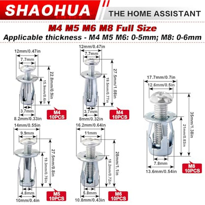 50 Sets Jack Nuts M4 M5 M6 M8 Petal Nuts Expansion Screws with Drywall Screw Gun Setter, Anchor Fasteners for Hollow Wall, Metal Sheet, Drywall, Aluminum Panel, Furniture, Automotive, Cars - size: A. M4 M5 M6 M8