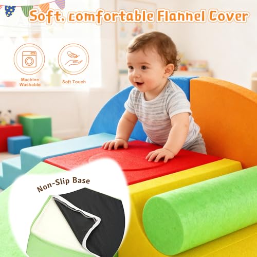 Urban Deco Large 8-Piece Foam Climbing Blocks for Toddlers, Baby Climbing Blocks, Soft Play Climbing Toys with Non-Slip Bottom, Indoor Play Gym and Activity Play Set for Climbing & Crawling