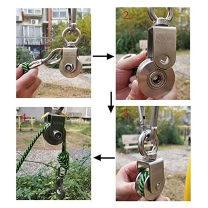 Heyous 1-Pack U Type Swivel Pulley 304 Stainless Steel Duplex Bearing Super-Silent Detachable 360 Degree Rotation Heavy Duty Traction Wheel - style: U Type Slot