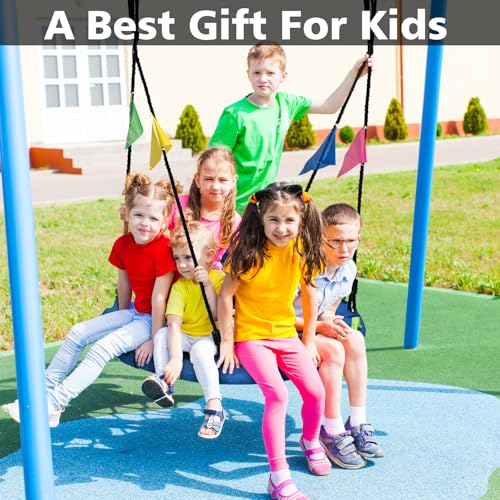 HeyZoo 48 Inch Tree Swing, Larger Saucer Swing for Whole Family, Blue | 900lbs Weight Capacity, with Adjustable Hanging Straps, for Backyard and Playground - size: 48 Inch