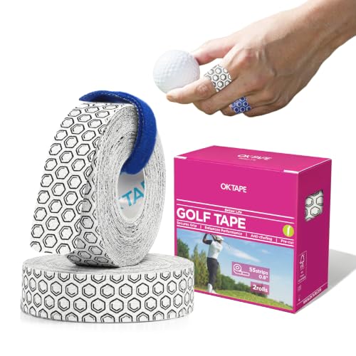 OK TAPE Golf Tape for Fingers, 110 Strips, Finger Tape for Golf, Tennis | Blister Prevention Tape, Flexible, Sweatproof, Synthetic Fiber, Pre-Cut Elastic Athletic Tape (2 Rolls, White) - color: White