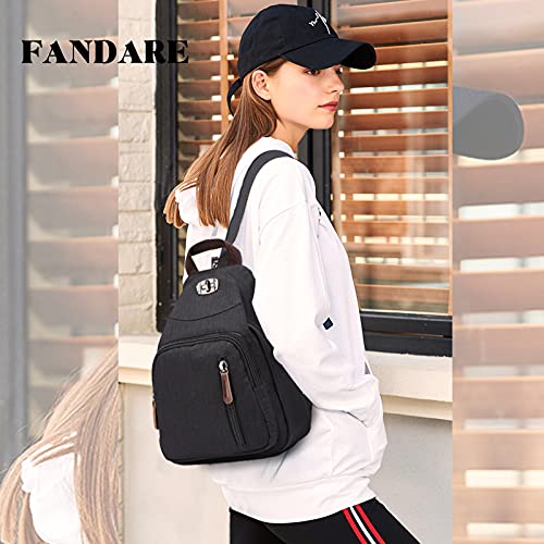 FANDARE Retro Sling Chest Backpack Multipurpose Crossbody Shoulder Bag - color: Black