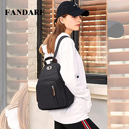 FANDARE Retro Sling Chest Backpack Multipurpose Crossbody Shoulder Bag - color: Black