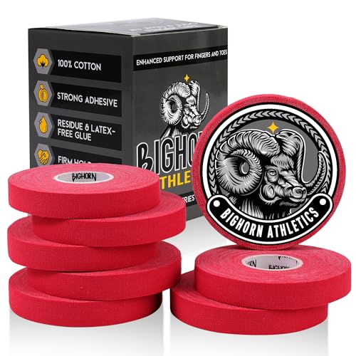 Bighorn Athletics Finger Tape 0.5-Inch x 45-Feet, 8 Rolls, Red | For Jiu Jitsu, Rock Climbing, Volleyball, Football, Hands, Toes, Sports & Injuries | Residue-Free - color: Red, size: 0.5-Inch