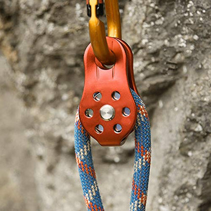 Movable Side Swing Single Pulley Mobile Side Plate Pulley 26KN Downhill Pulley Portable for Outdoor Climbing Crossing Lifting (Orange)