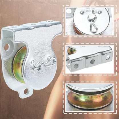 U Groove Stainless Steel Wall Pulley 10 Pieces Wall Mount Pulleys,1-1/2" Ceiling Mount V-Groove Single Pulley Hardware Accessory for 3/8" Wire Or Rope