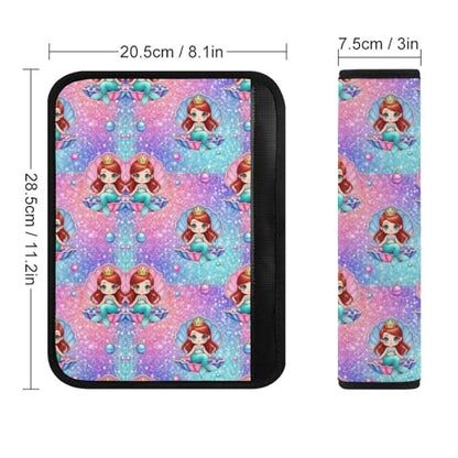 2PCS Mermaid Pink Car Seat Belt Pad Universal Soft and Comfortable Harness Pads Strap for Kids, Car Seats Pushchair Strollers High Chair Pushchair - color: Pattern 673