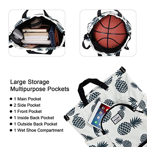 Dry Wet Drawstring Backpack with Shoe Compartment for Women Adjustable Gym Bag - color: Pineapple Green