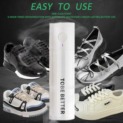 Shoe Deodorizer Rechargeable Ozone Tech Eliminates Odors in All Footwear, Auto Shut-Off Durable Freshener - color: White