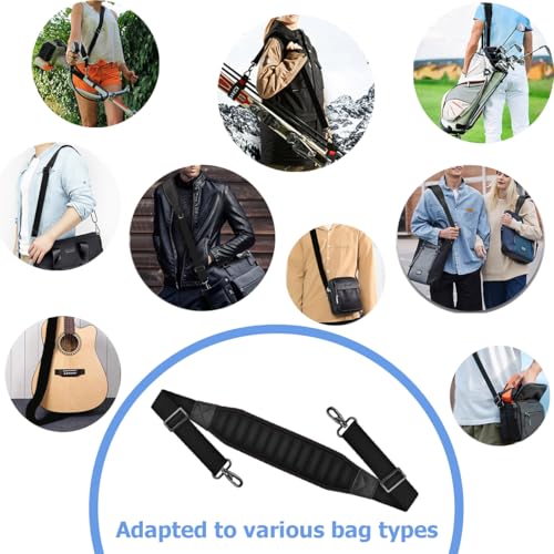 ZINMARK 60 inch Cushion Ultra Comfortable Bag Strap Thicken Shoulder Strap with Double Adjustable Buckles for Crossbody Bag - color: Black