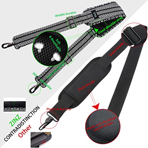 Shoulder Strap 78" Universal Handbag Strap with Ultra-thick Fixed Padded and Dual Balanced Adjustable Buckles Shoulder Crossbody Strap for Briefcase Messenger Bag Laptop bag Luggage，BK&White Jacquard - color: Black&white Jacquard