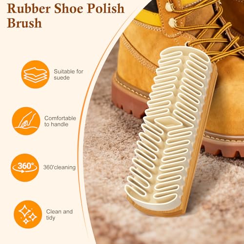 Suede Shoe Brush, 2-in-1 Cleaner with Rubber Brush Head(White) | Rubber Shoe Brush, Suede Eraser and Cleaner for Shoes, Jacket, Purse, Bags, Sofa with Wooden Handle