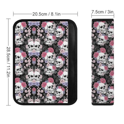 2 Piece Universal Soft and Comfortable Seat Belt Shoulder Pad for Kids, Most Cars, Gothic Skull Flowers Seat Belt Covers Cushion, Neck and Shoulder Support - color: Pattern 150