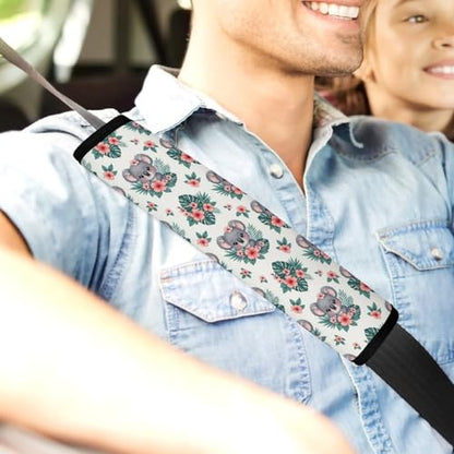 Universal Soft and Comfortable Seat Belt Cover for Adult Use, Stroller Pushchair High Chair, 2 Pack Cute Koala Pink Floral Shoulder Harness Cover - color: Pattern 606