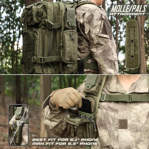WYNEX Molle Accessories Pouch of Double Zipper Pocket Version, Backpack Strap Pouch Shoulder Strap Molle Attachment Tactical Accessories Bag Shoulder Starps Zipper Pocket Additional Phone Holder - color: Range Green-1Pcs