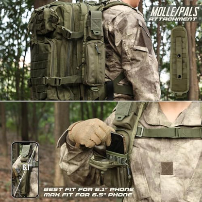 WYNEX Molle Accessories Pouch of Double Zipper Pocket Version, Backpack Strap Pouch Shoulder Strap Molle Attachment Tactical Accessories Bag Shoulder Starps Zipper Pocket Additional Phone Holder - color: Range Green-2Pcs