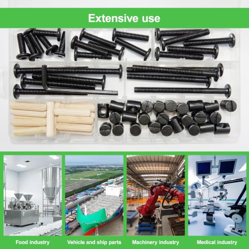 26Set Crib Screws Set, Bolts, Nuts and Wooden Dowel Pins Kit,Hex Socket Cap Furniture Screws&Barrel Nuts for Beds Furniture Headboards Crib Hardware Replacement Kit, M6x20/30/40/60/70/80mm Wrench - size: Black-M6x20/30/40/60/70/80mm-26 Sets